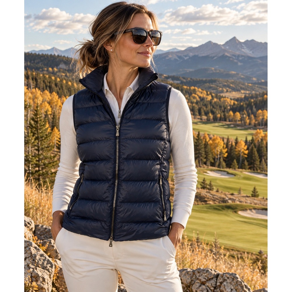 Peter Millar Chiron Puffer Vest Women M Navy Crown Sport Quilted Insulated